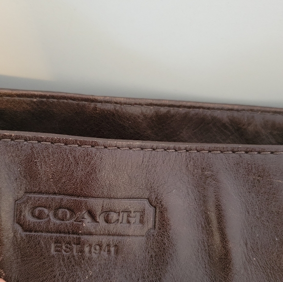 Coach Signature Jacquard/Brown Leather Bag - Picture 12 of 12